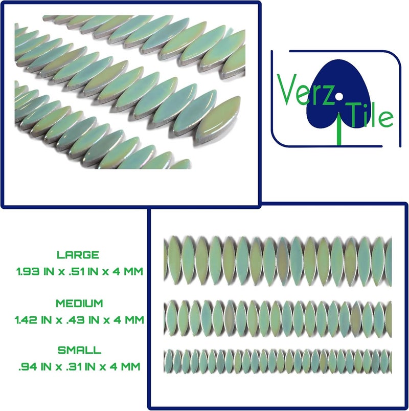Verz Tile VerzTile Mosaic Tiles for Crafts - Petal Shaped Ceramic Tile Craft Hobbies & Art Projects 39 Color Options Endless Creativity DIY Design (Iridescent Chameleon Green) - Image 2